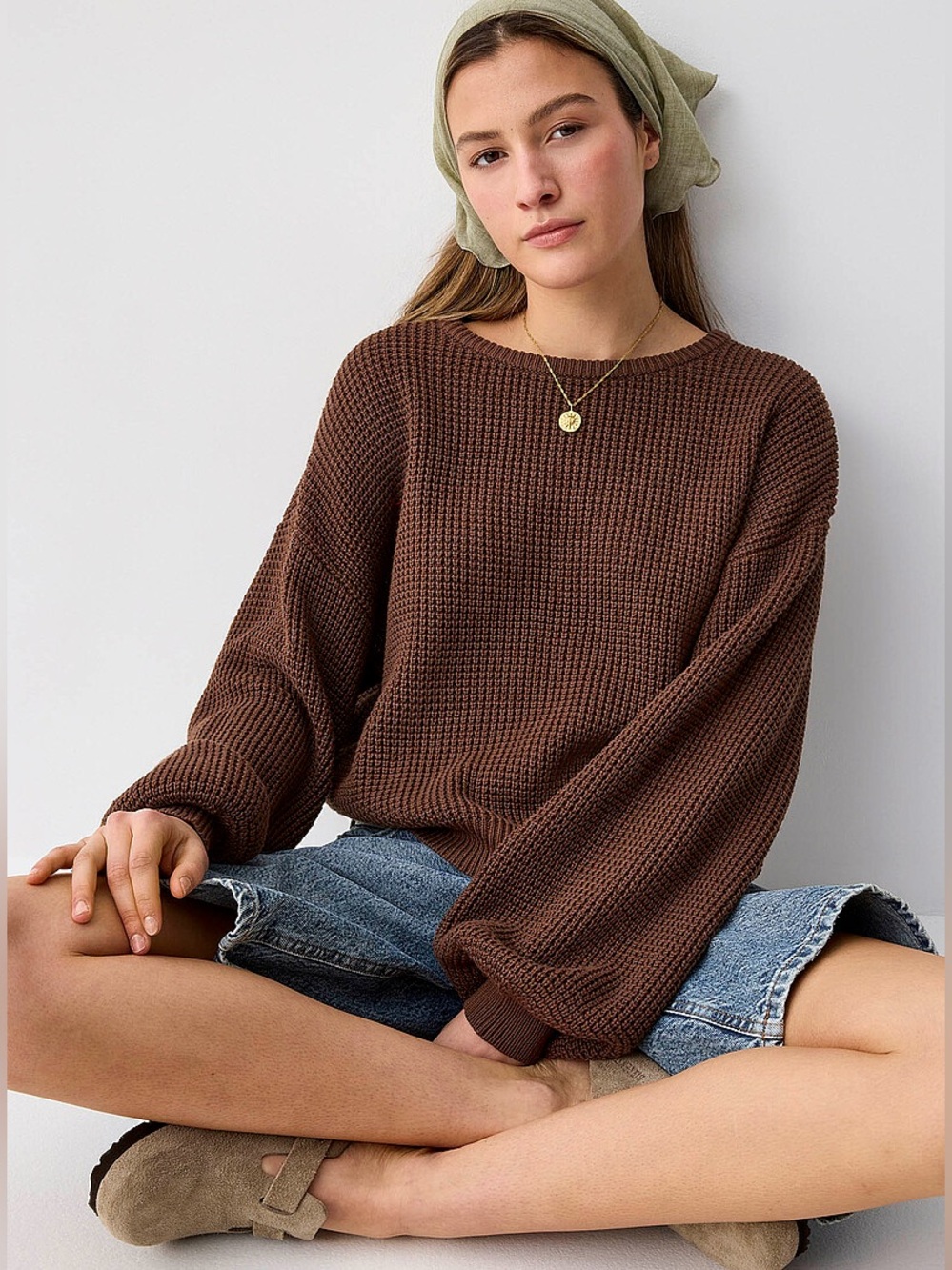 Rhythm by Free people brown knit sweater NWT